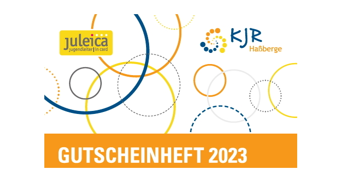 Titelseite des Juleica Gutscheinhefts 2023 mit dem Kreisjugendring Logo und dem Juleica Logo