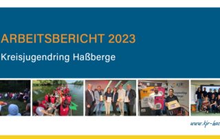 Frontseite des Arbeitsberichts 2023 mit verschiedenen Bildern darauf