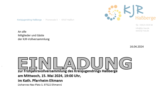 Kopf der Einladung für die Frühjahresvollversammlung 2024